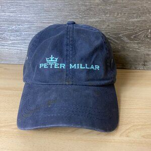 Peter Millar Hat Cap Strap Back Blue Crown Logo Adjustable